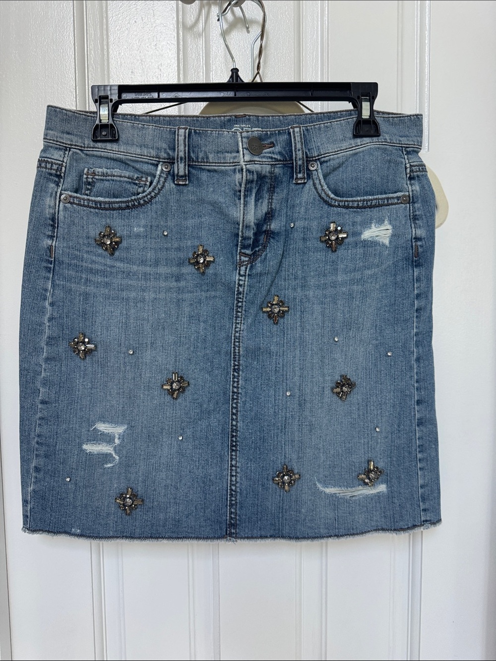 LOFT Embellished Denim Mini Skirt - Blue